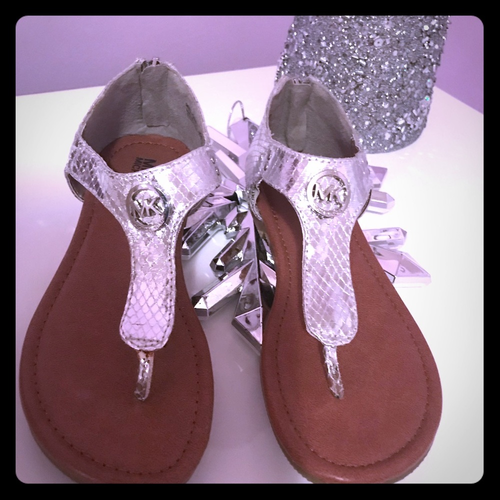 Michael Kors girls sandals, silver, size 1